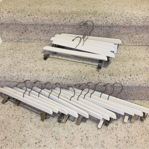 Mainetti 14” White Wood Bottom Hangers with Metal Clips‎ (15bx)